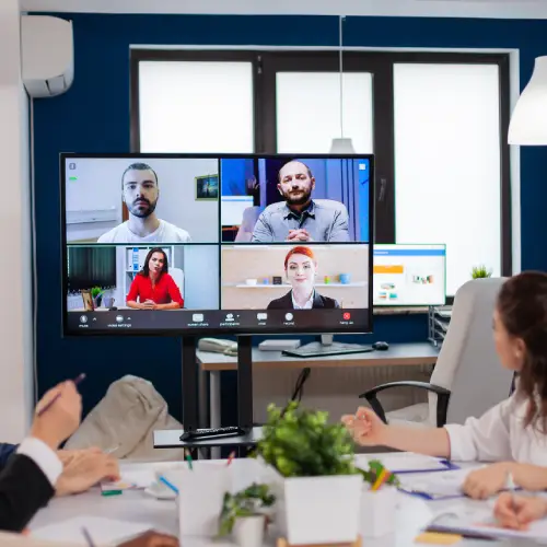 Video conferencing set up with interactive LED panels